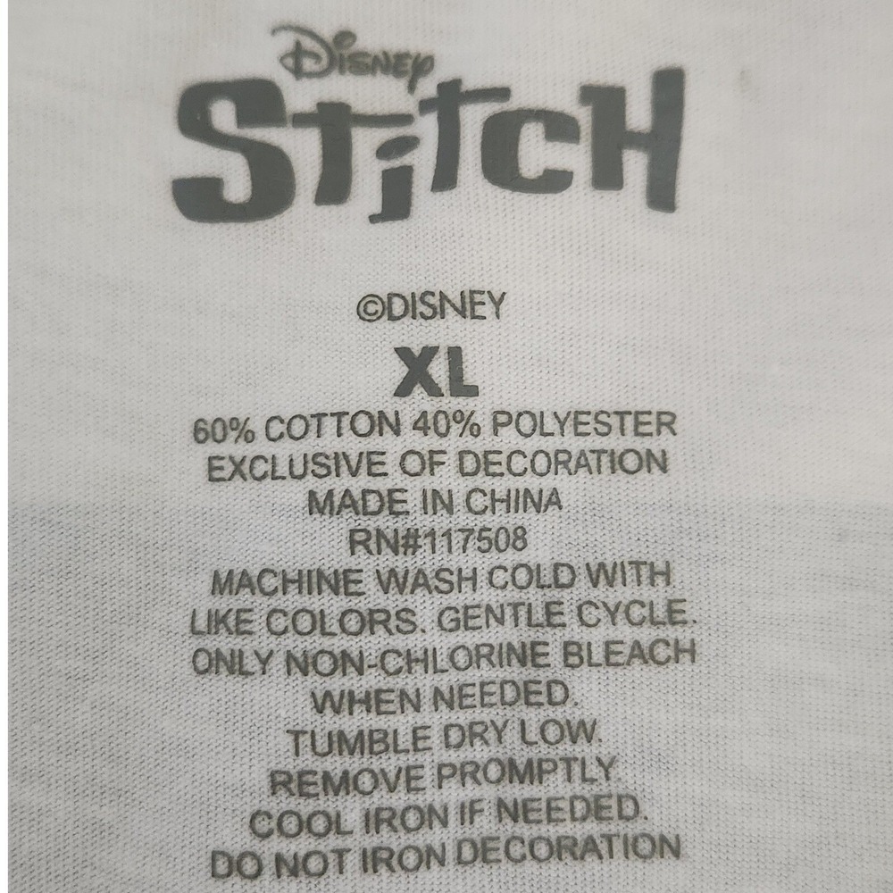Disney Stitch Ukulele Embroidered‎ Graphic T-Shirt Striped Blue White Womens XL - Picture 5 of 7